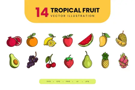 EE - Tropical Fruit Illustration Set Collection QQP39P7