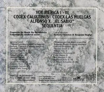 Barbara Thornton, Benjamin Bagby, Sequentia - Vox Iberica I-III [3CDs] (1993)