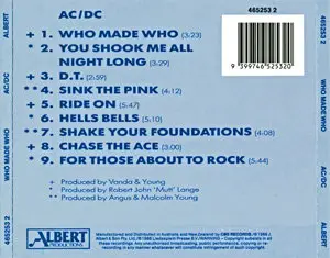AC/DC - Who Made Who (1986) [Albert 465253 2, 1989]