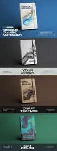 Mockups of Notebook with Band and Hard Cover 64S6U2B