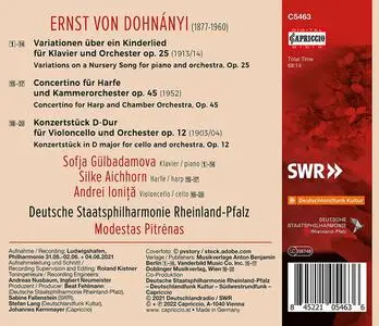 Modestas Pitrėnas, Deutsche Staatsphilharmonie Rheinland-Pfalz - Dohnányi: Concertos; Variations on a Nursery Song (2022)