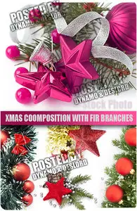 UHQ Stock Photo - Xmas Coomposition with fir branches