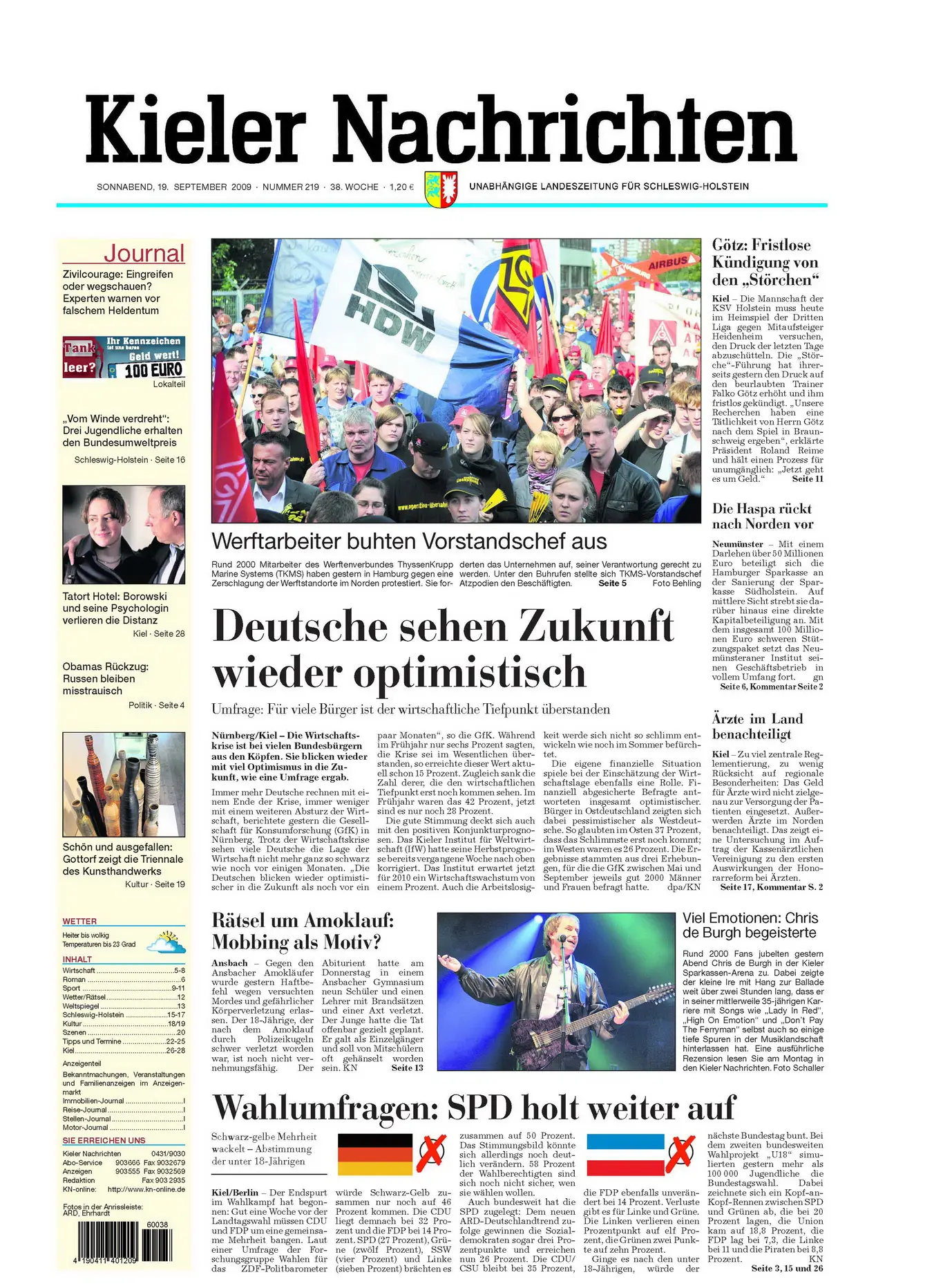 Kieler Nachrichten vom 19. September 2009
