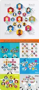 Social network with group of people vector set 22