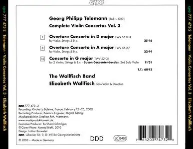 Elizabeth Wallfisch, The Wallfisch Band - Georg Philipp Telemann: Complete Violin Concertos, Vol. 3 (2010)