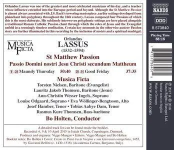 Bo Holten, Musica Ficta, Torsten Nielsen & Lauritz Jakob Thomsen - Lassus: St. Matthew Passion (2018)