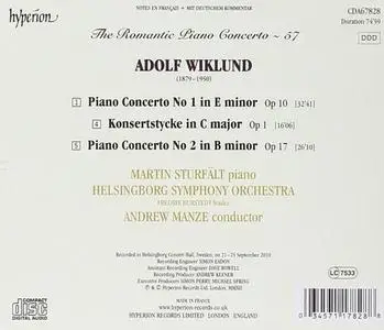 Martin Sturfält, Andrew Manze - The Romantic Piano Concerto Vol. 57: Adolf Wiklund: Piano Concertos (2012)