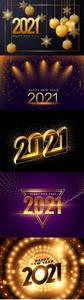 New Year 2021 background with realistic gold decor