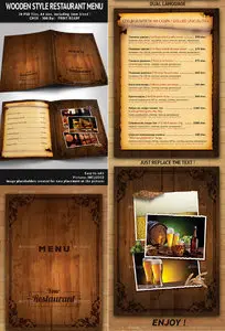 GraphicRiver - Wooden Style Restaurant Menu PSD Template