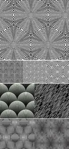 Black and White Op Art Design, Vector Seamless Pattern Background