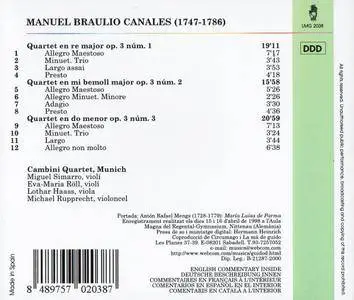 Cambini Quartet - Manuel Canales: String Quartets, Op.3, Vol.1 (2000) (Repost)