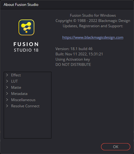 Blackmagic Design DaVinci Fusion Studio 18.1.0