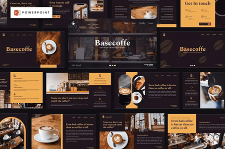 Basecoffe - Coffe & Cafe Shop Powerpoint, Keynote and Google Slides Template