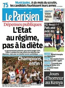 Le Parisien + Journal de Paris du Lundi 23 Septembre 2013