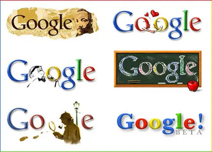 All Google Holiday logos from 1998 to 2009