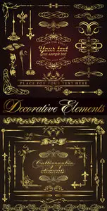 Decorative Golden Elements Vector