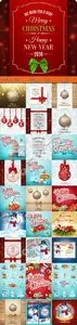 2016 Merry Christmas and Happy New Year vector background 8