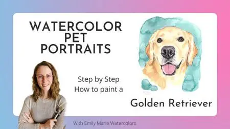 Watercolor Dog Portraits: Golden Retriever