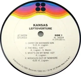Kansas: Leftoverture - Original Kirshner Pressing - 24/96 rip to redbook 
