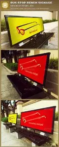 GraphicRiver Corrugated Bus Stop Bench Signage Mockup Template
