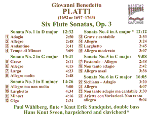 Platti - Six Flute Sonatas, Op. 3