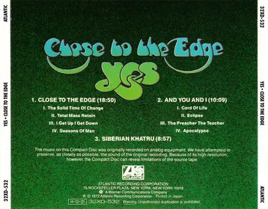 Yes - Close To The Edge (1973) [Atlantic 32XD-532, Japan]