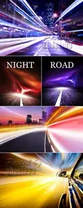 Stock Photo - Night Road & Lights