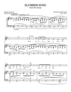 Slumber Song (Berceuse) - Alexander Gretchaninoff (Piano Vocal)