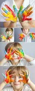 Stock Photo - Child Painted Hands