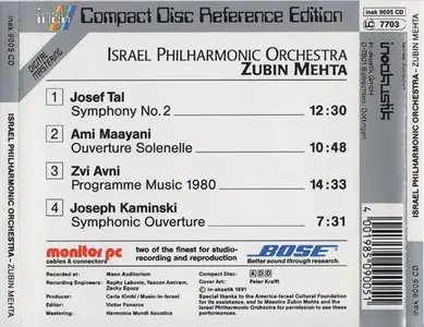Zubin Mehta - Contemporary Israeli Composers: Tal, Maayani, Avni, Kaminski (1991)