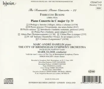 Marc-André Hamelin, Mark Elder - The Romantic Piano Concerto Vol. 22: Ferruccio Busoni: Piano Concerto (1999)