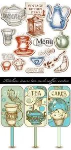 Kitchen icons tea and coffee vector
