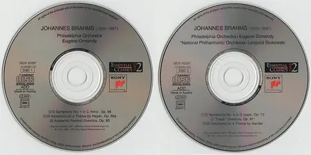Johannes Brahms - Philadelphia Orchestra, Ormandy / National Philharmonic Orchestra, Stokowski - Symphonies 1 & 2 (1997)