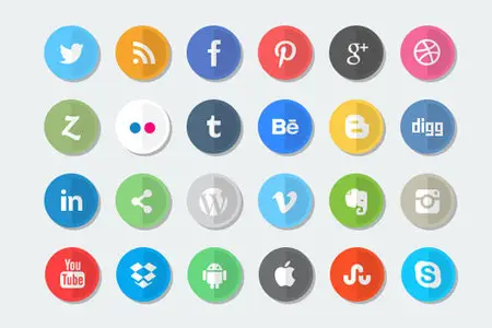 Icon Set - 24 Flat Social Media