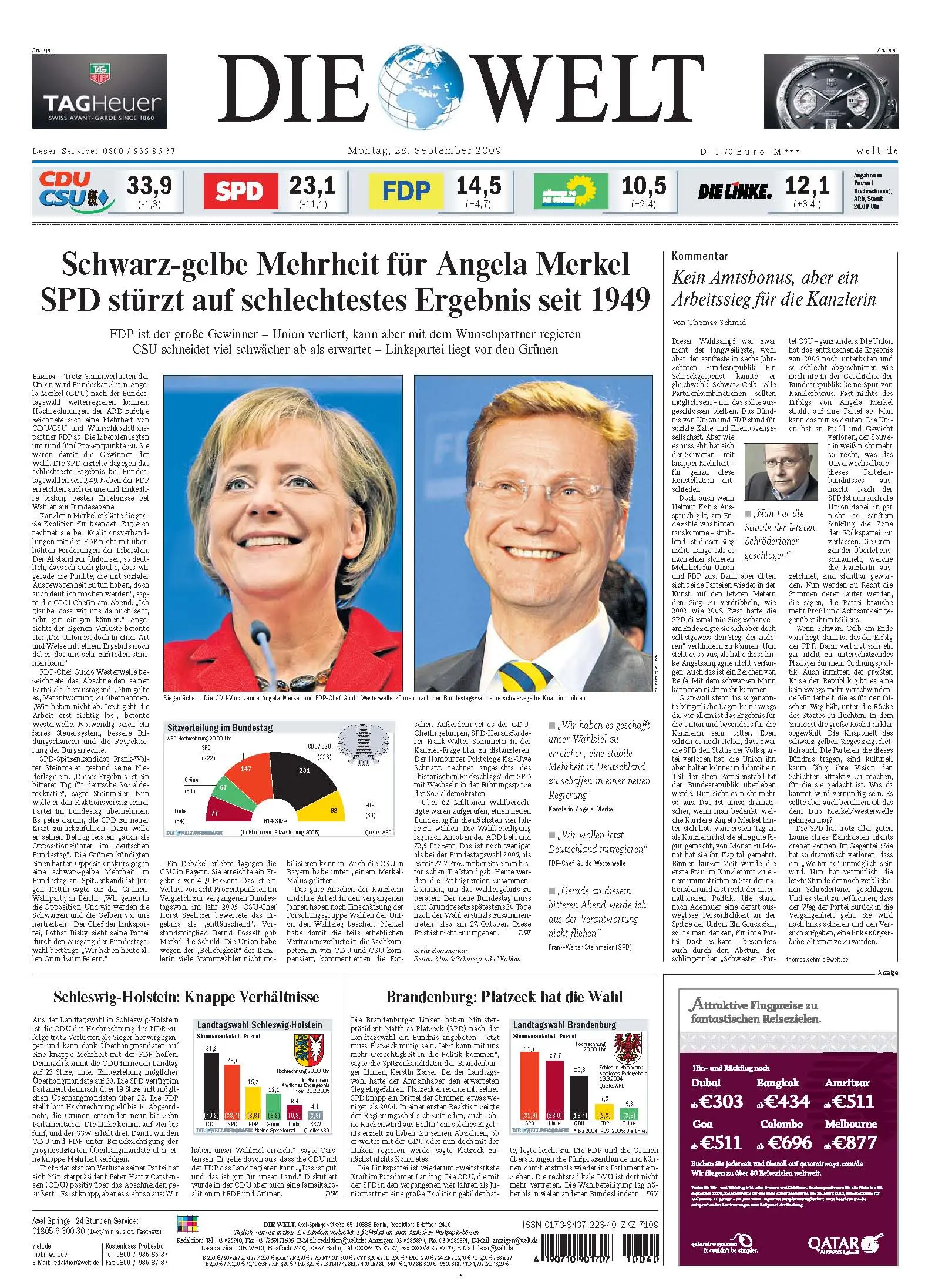 Die Welt vom 28. September 2009