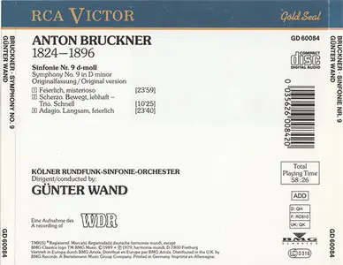 Anton Bruckner - Günter Wand / Kölner RSO - Symphony No.9 (1989) 