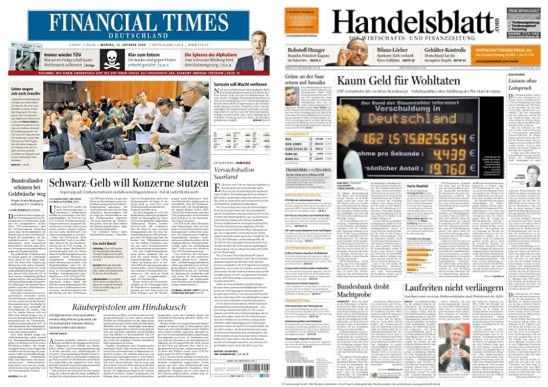 Handelsblatt & FinancialTimesDeutschland vom 12.10.2009