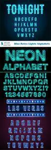 Vectors - Blue Retro Lights Alphabets