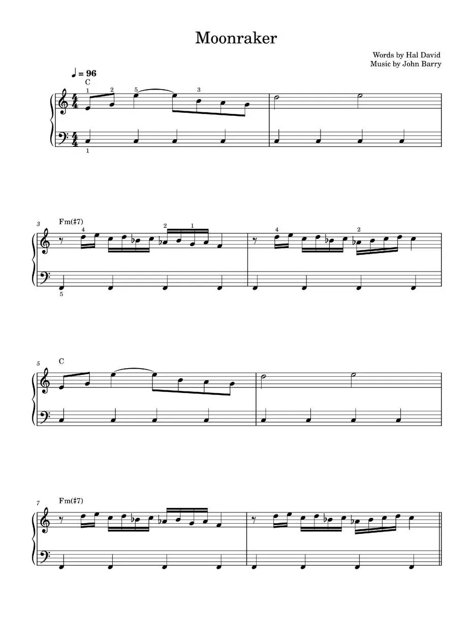 Moonraker - Shirley Bassey (Easy Piano) / AvaxHome