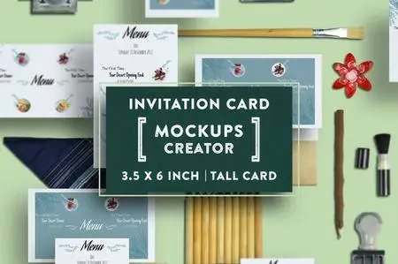 CreativeMarket - Invitation Card Mockups 3.5x6 In