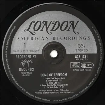 Sons Of Freedom - Sons Of Freedom (London American Rec. 828 123-1) (GER 1988) (Vinyl 24-96 & 16-44.1)