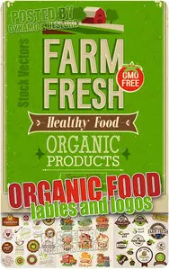 Organic food lables and logos - Stock Vectors