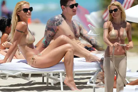 Michelle Hunziker - Bikini at the Beach in Miami, April 26, 2012