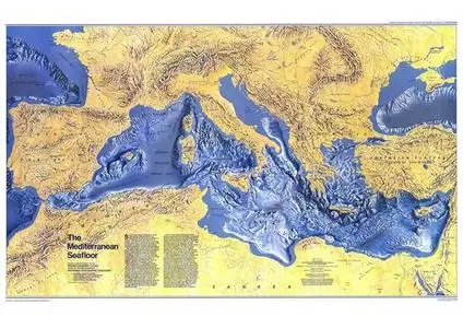 National Geographic Map: The Mediterranean Seafloor 1982