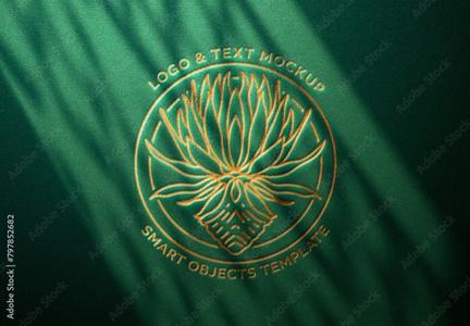 Green Golden Embossed Logo And Text Mockup 797852682