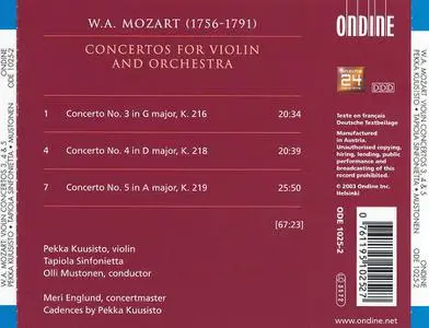 Pekka Kuusisto, Olli Mustonen, Tapiola Sinfonietta - Mozart: Violin Concertos 3, 4 & 5 (2003)