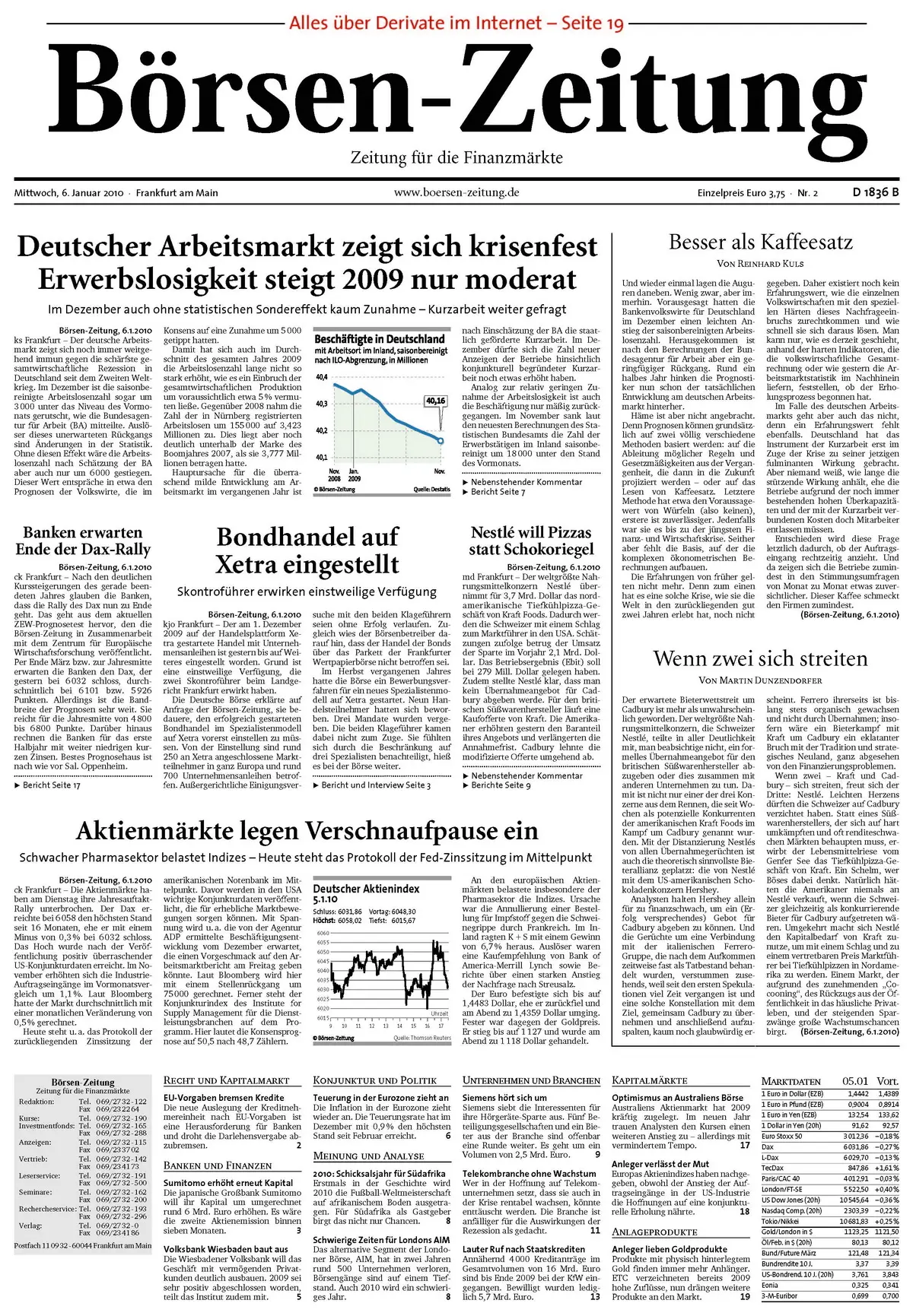 Boersenzeitung vom 6. Januar 2010