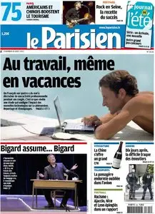 Le Parisien + Cahier Paris du Vendredi 24 Aout 2012