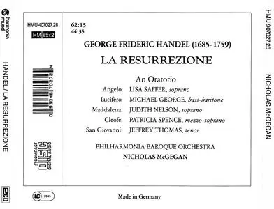 Nicholas McGegan, Philharmonia Baroque Orchestra - George Frideric Handel: La Resurrezione (1990)