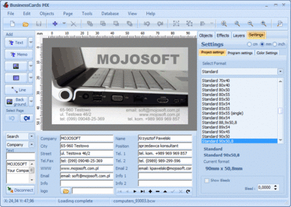 Mojosoft BusinessCards MX 4.5 Multilingual Portable